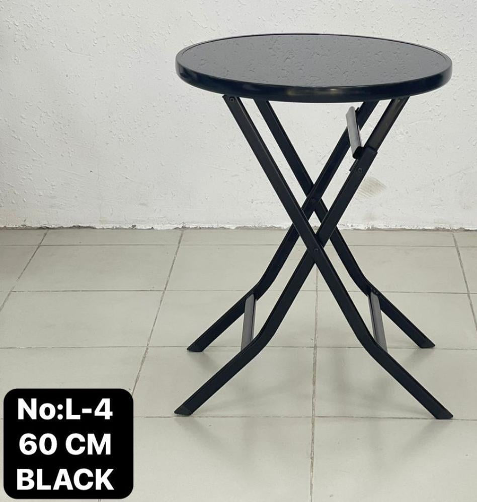 MFurn Round Glass Top Folding Table – Black Iron Frame (Various Sizes)