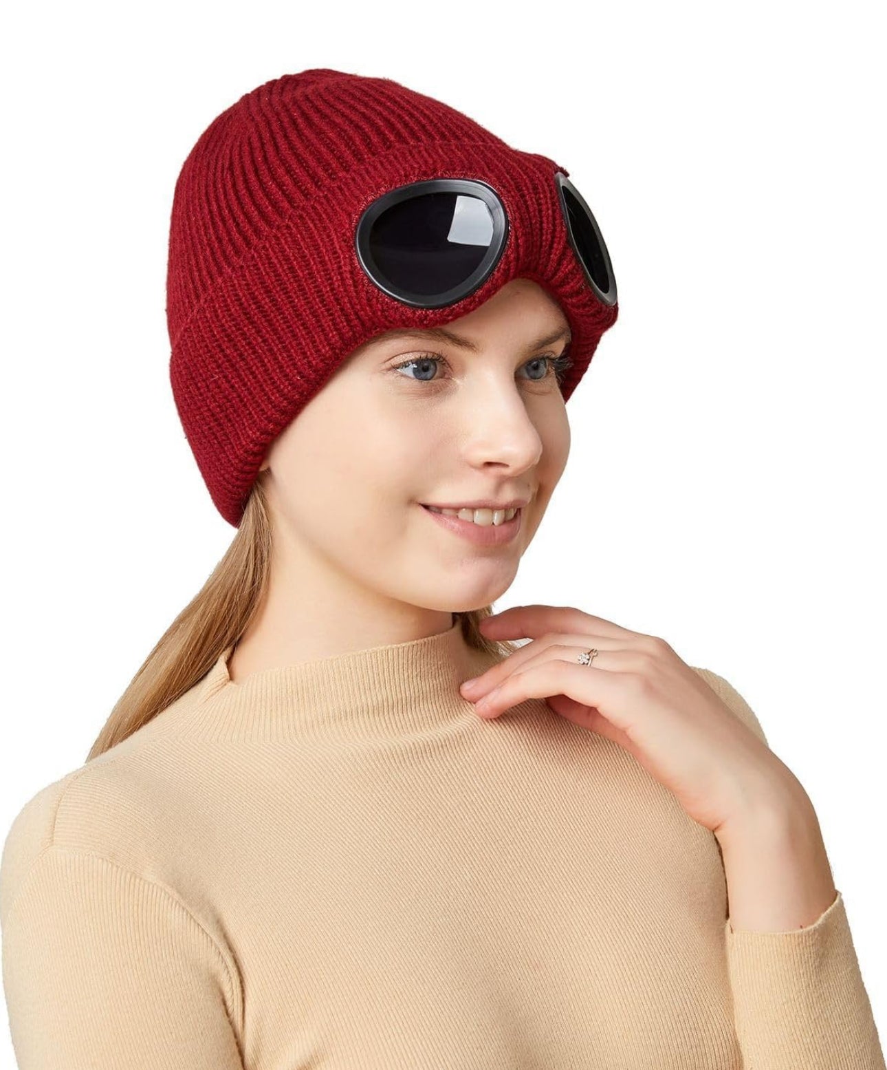 Unisex Knitted Beanie With Sunglasses