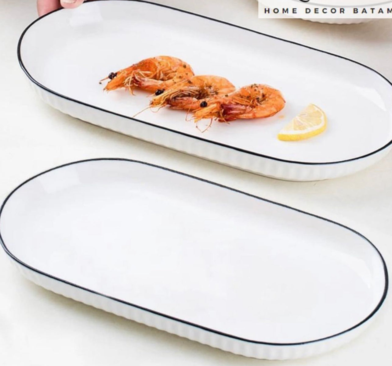 Porcelain Serving Platter Rectangular Plate Tray for Party, Microwave and Dishwasher Safety -30cm