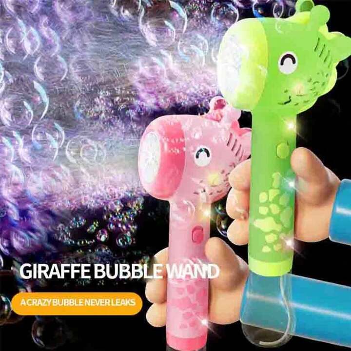 New Cartoon Giraffe Bubble Machine Children Fully Automatic Bubble Gun Bubble Out Of Multi-Colored Bubble Toys With Lights
