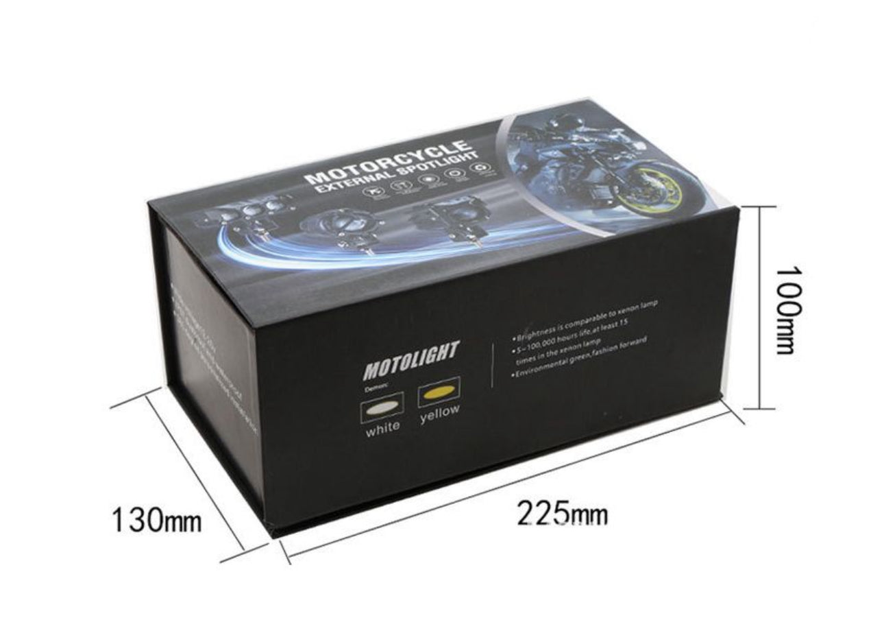 Motorcycle LED Spotlights High And Low Beams Two-Color Lens Headlights