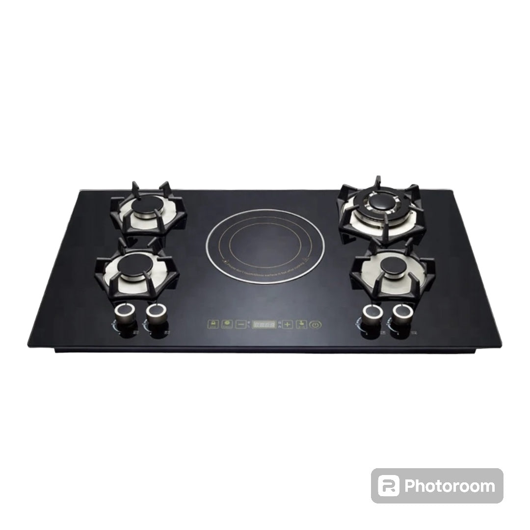 Combination 4 Gas burner + 1 Plate Induction Electric Stove