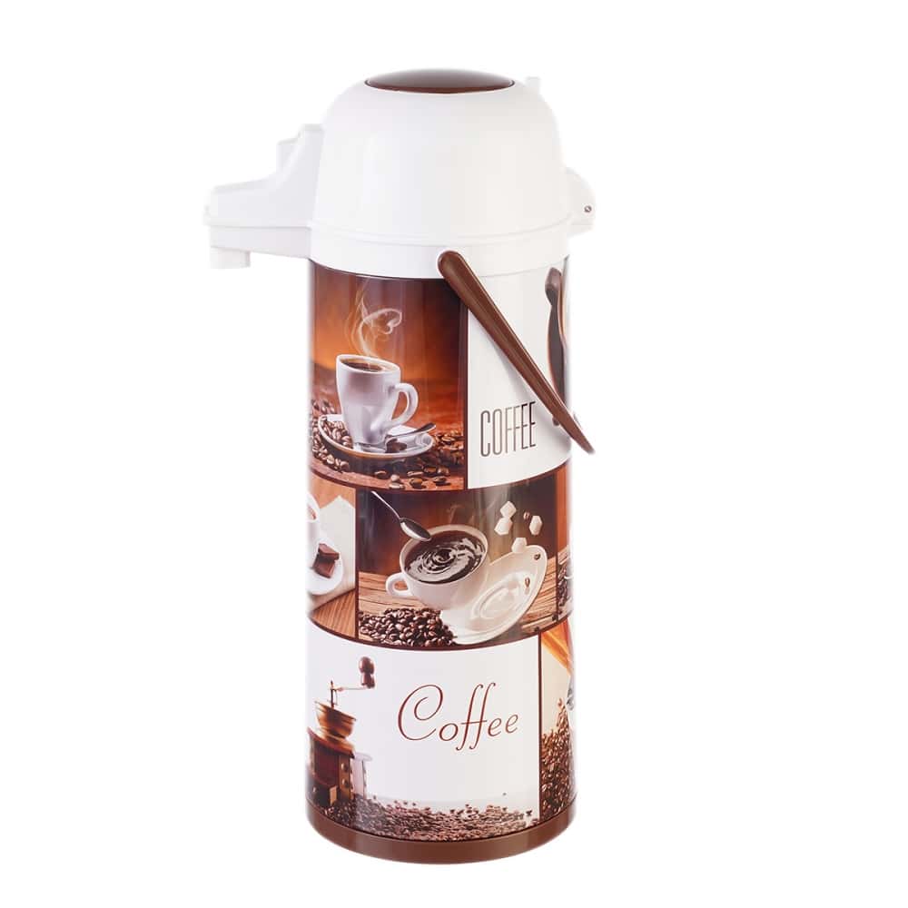 Coffee Design Thermos With Pump, 1500ml Capacity