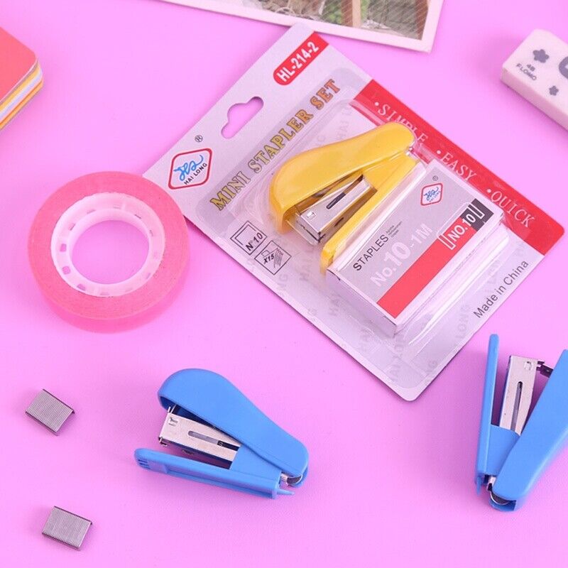 Mini Stapler + Box Of Staples Built in Staple Remover Cute Cartoon Portable Stapler Set