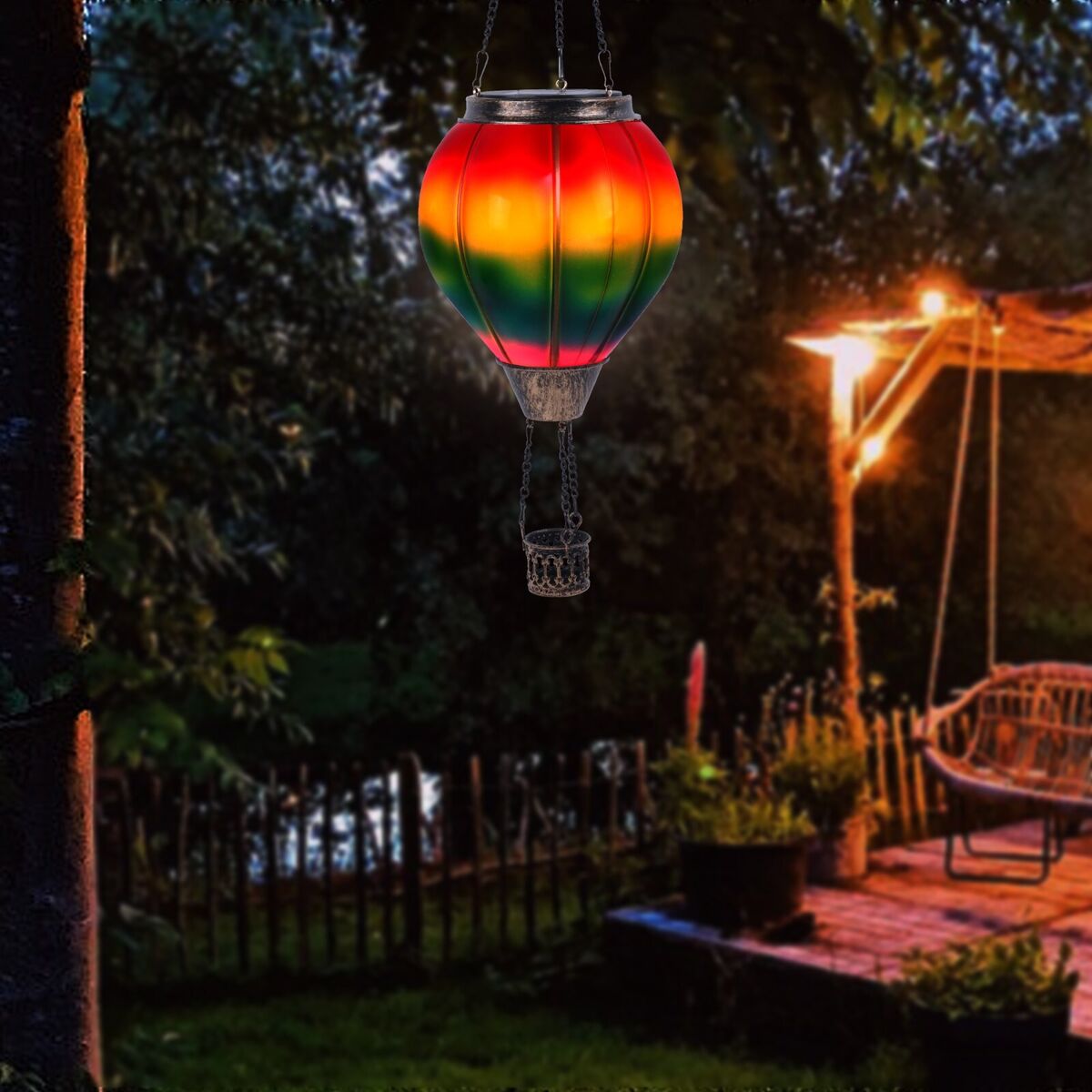 Solar Hot Air Balloon Outdoor LED Hanging Lantern Decorative Light For Patio