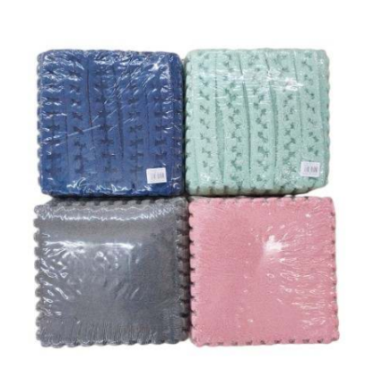 6Pcs Plush Foam Floor Square Interlocking Carpet Tiles with Border