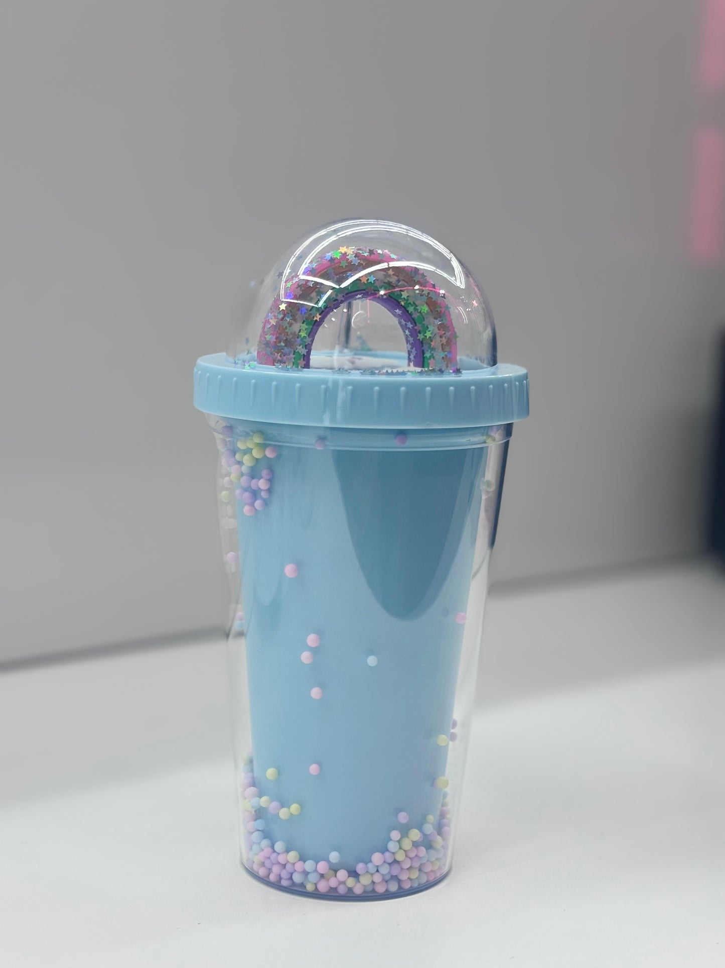 Double Walled Rainbow Plastic Water Cup