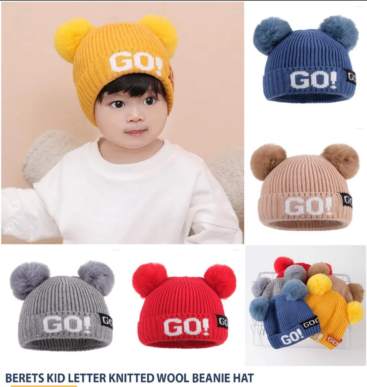 Kids Winter Berets Knitted Wool