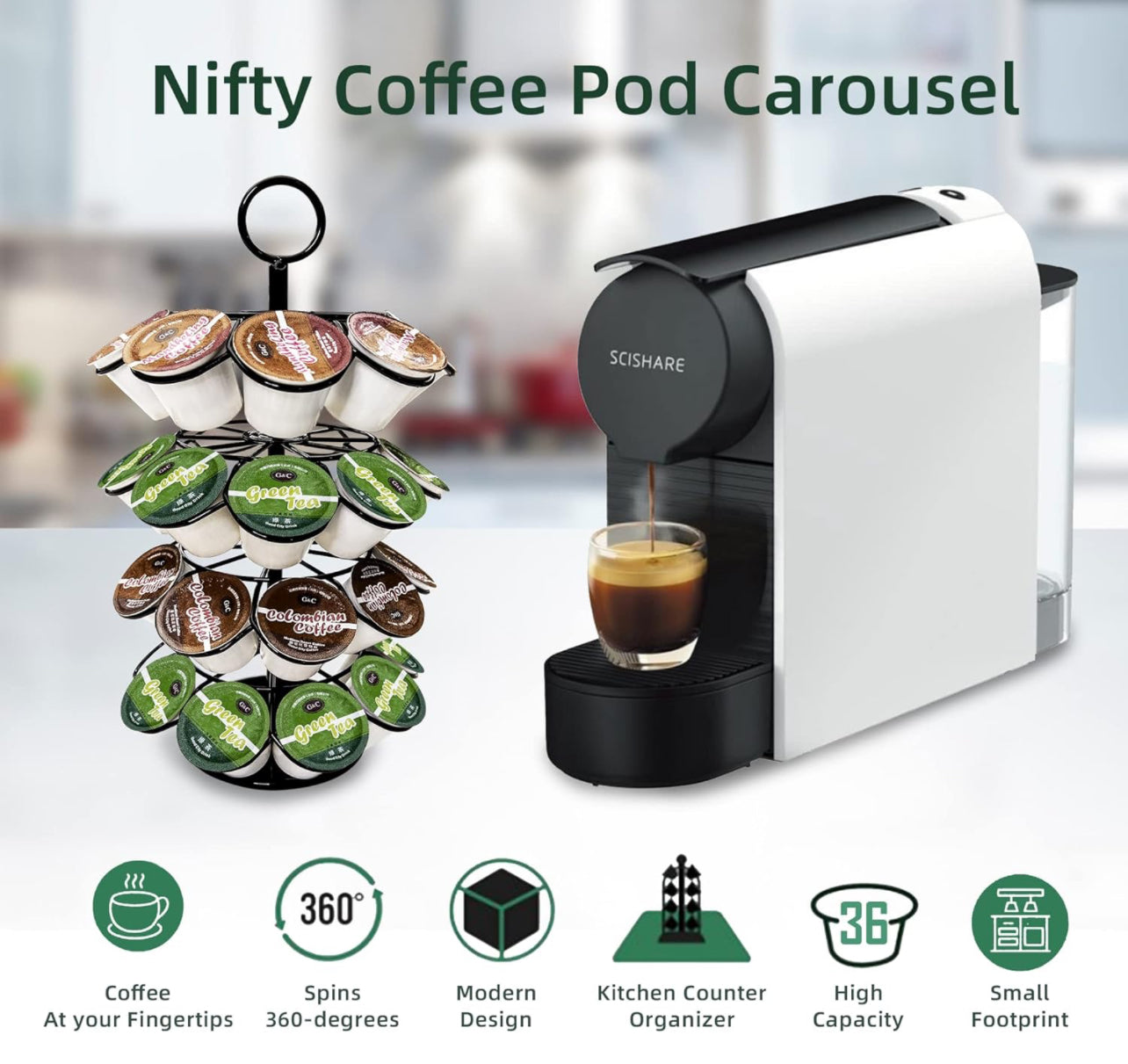 Coffee Capsule Holder Rotating Capsule Coffee Display Holder Coffee Capsule Holder Size 36 Large