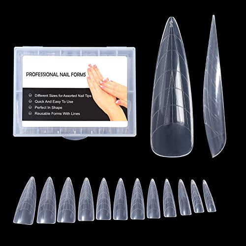 Nail Shapes Set, Dual Shapes Tips, Ballerina Professional Nail Extension, Stiletto Nail Shapes for Polymer Gel, Quick Assembly, Full Coverage, Double Shapes 500pc Set