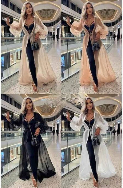 Ladies Floor Length Sheer Mesh Cardigan-Various Sizes & Colours