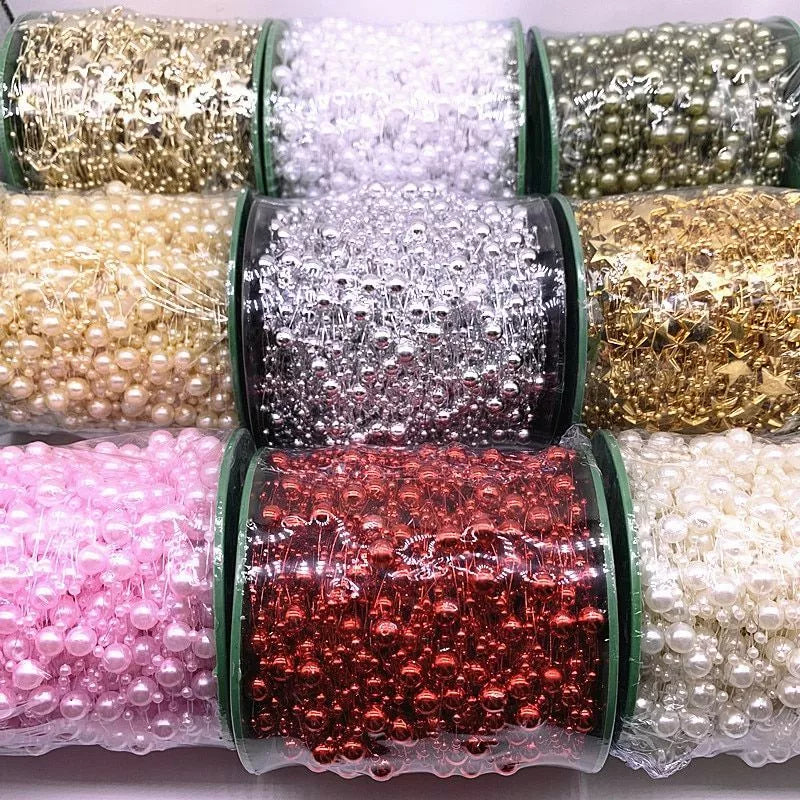 Garland Beads Artificial Chain Flowers Pearls Wedding Party Decor - Various Colours