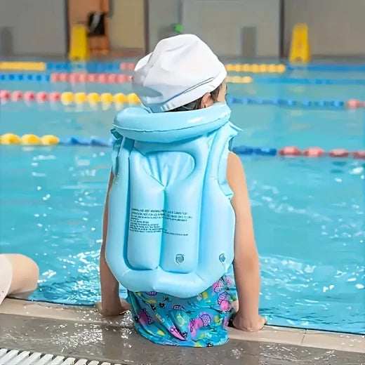 Inflatable Swimming Vest โ Adjustable Blue Swim Jacket for Kids