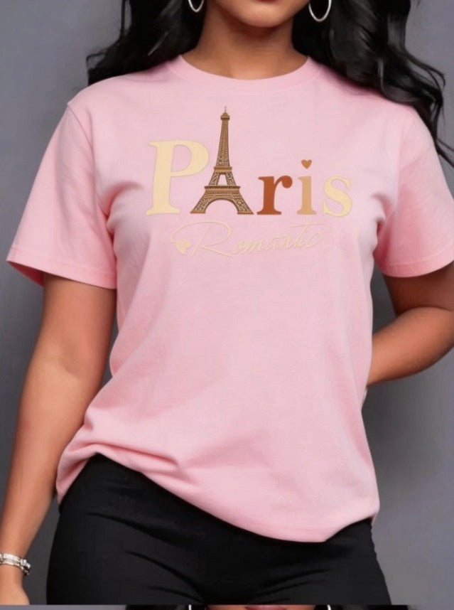Ladies Paris Eiffel Tower T Shirt -Various Colours