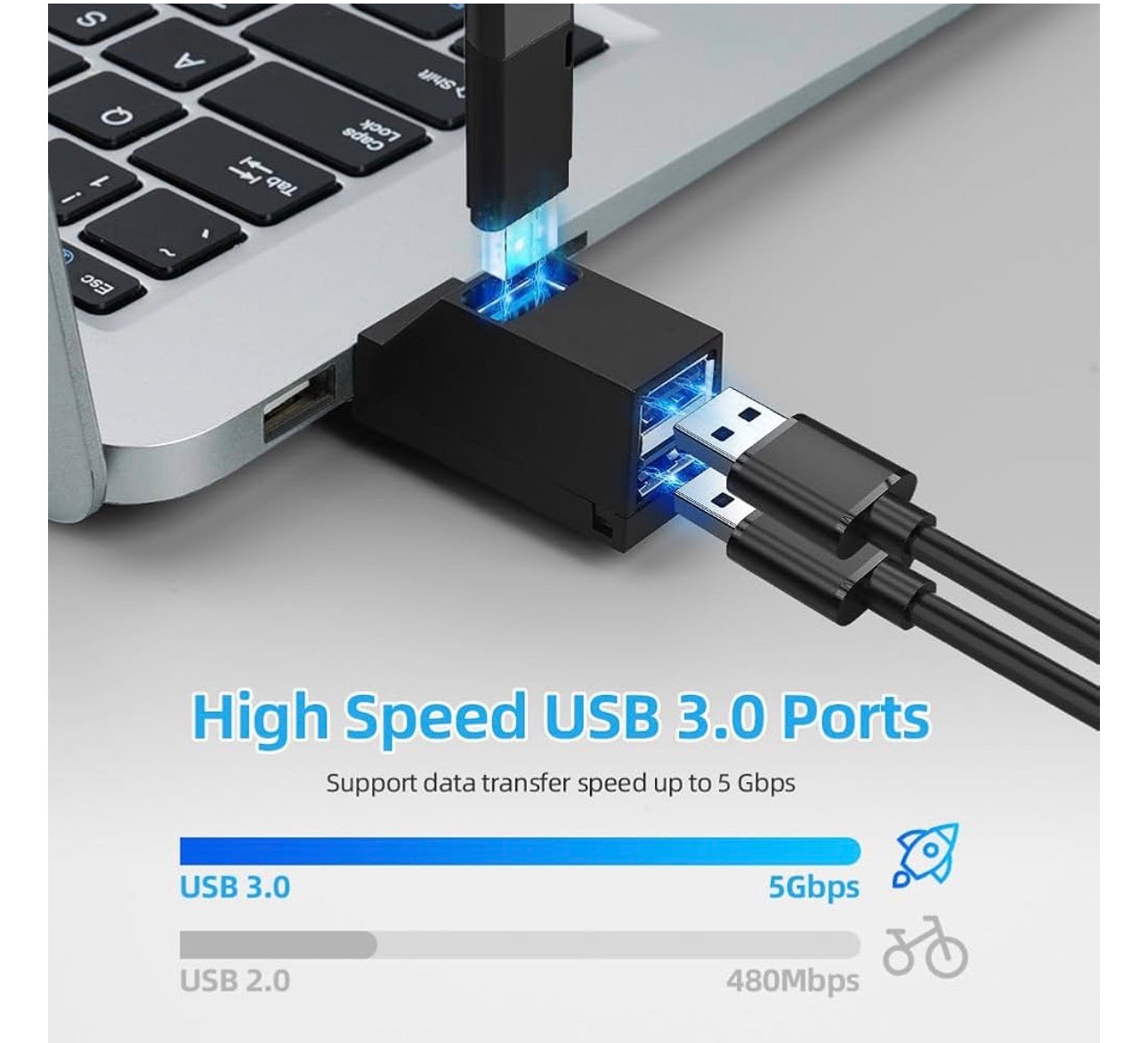 MTech
2-Port Mini USB 3.0 Hub Adapter, High-Speed Expansion for Laptop, Flash Drives, HDD