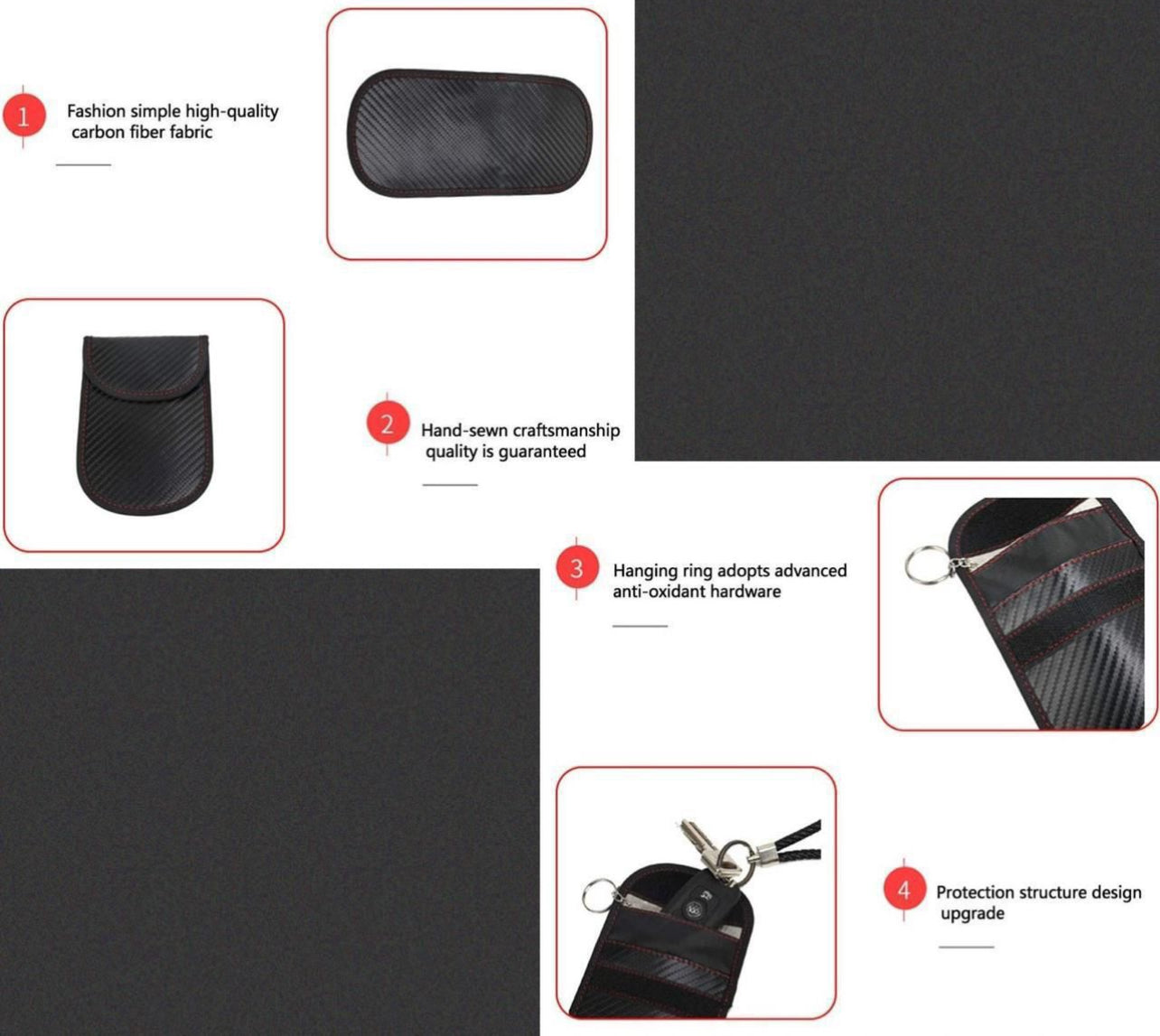 Anti Theft RFID Carbon Fibre Waterproof Key Fob Protector Pouch