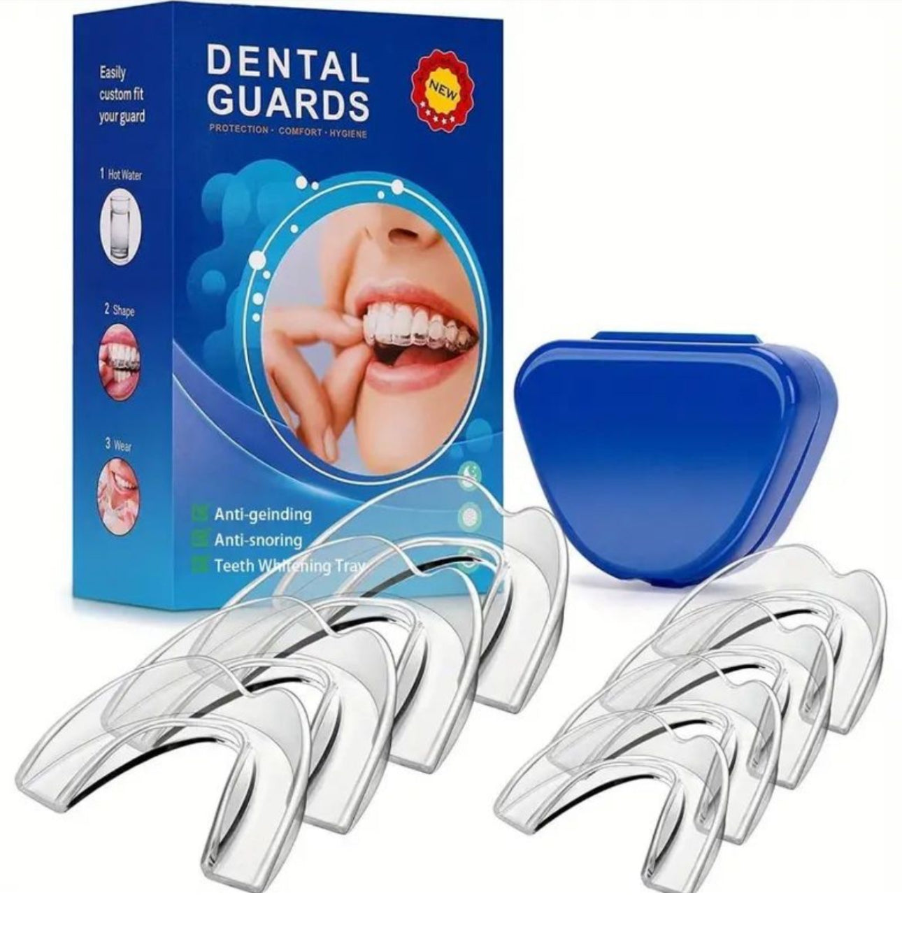 Dental Guard for Clenching Teeth at Night – 4pc Night Guard for Teeth Grinding & Anti-Snoring