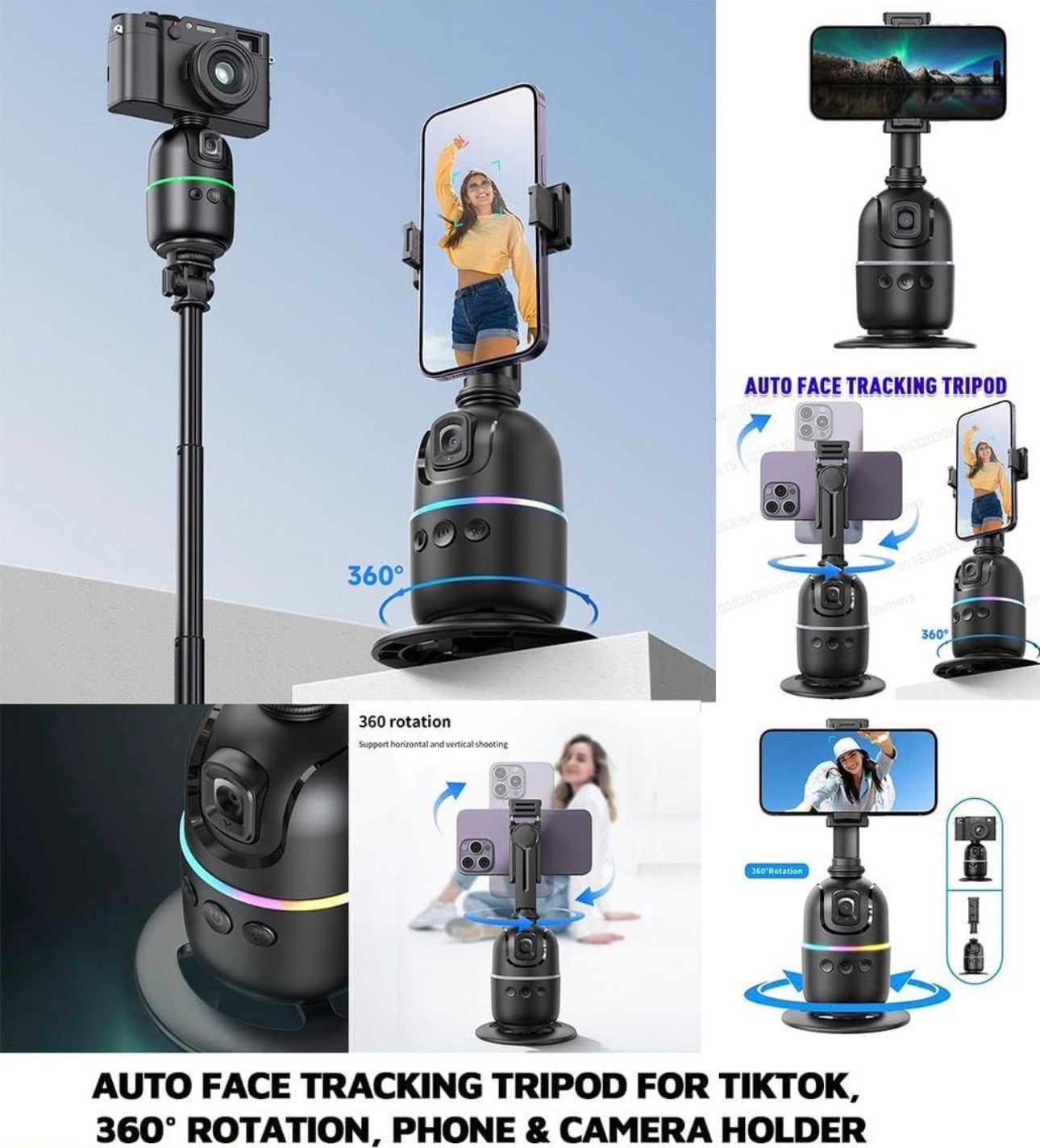 Mtech 360° Auto Face Tracking Gimbal Tripod For TIK TOK with Gesture Control & Remote