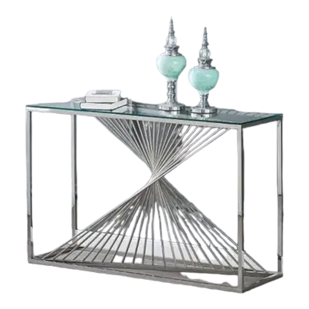 Glass Console Table Stainless Steel Frame