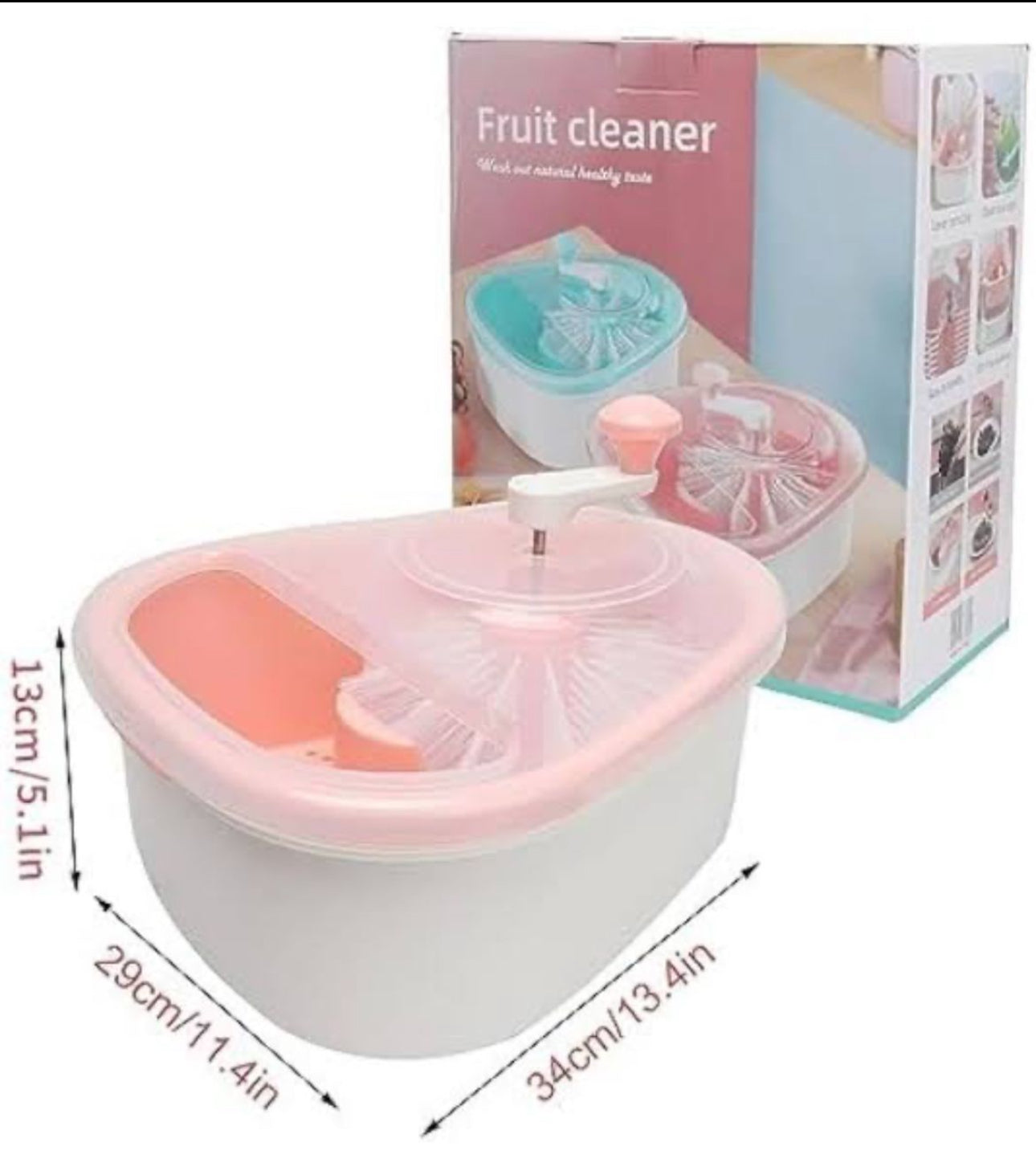Generic
Joice Loop Fruit Cleaner Large Fruit Washer Spinner with Urinal, Cap, Softener, Spinner Arm and Self-Drain System, for Cleaning Fruits and Vegetables with Full Sided Rotating Cleaning Brush