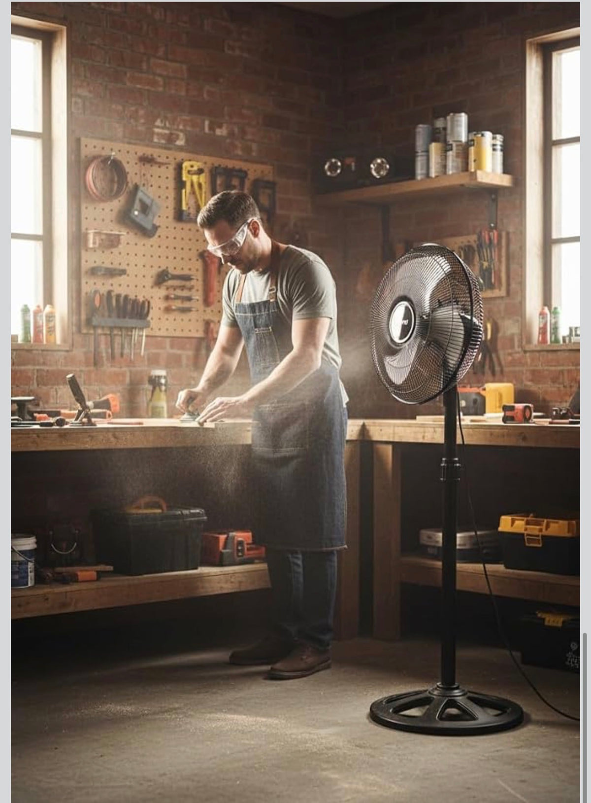 Rising Adjustable Pedestal Fan, Black, 18-Inch Standing Oscillating Fan with Round Base, Electric-Powered 2pc Set