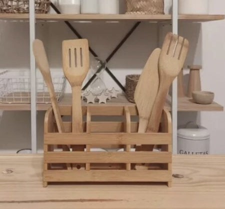 MHome Wooden Utensil Storage