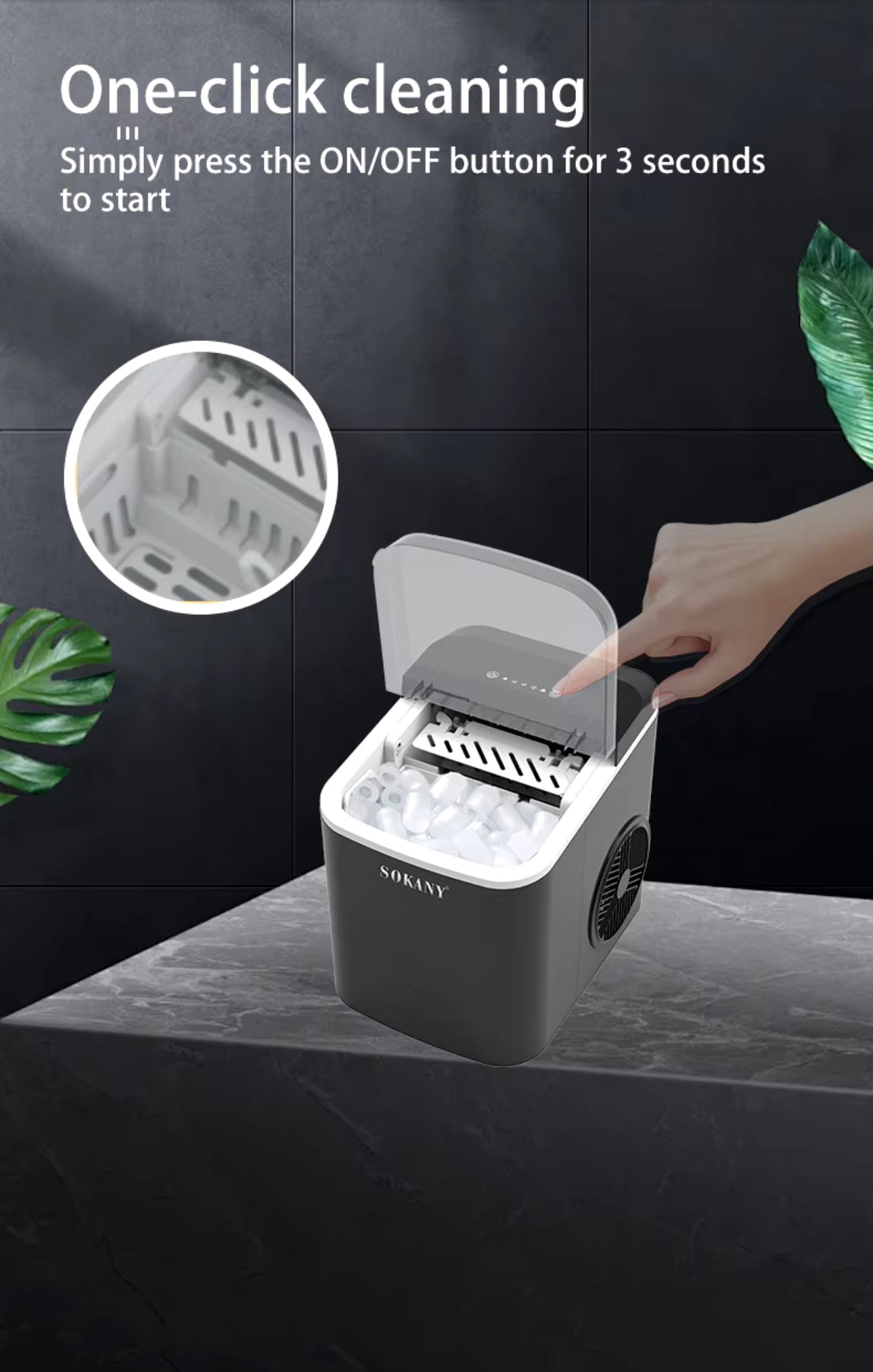 SOKANY automatic family ice maker makes ice quickly in a few minutes, convenient and energy-saving