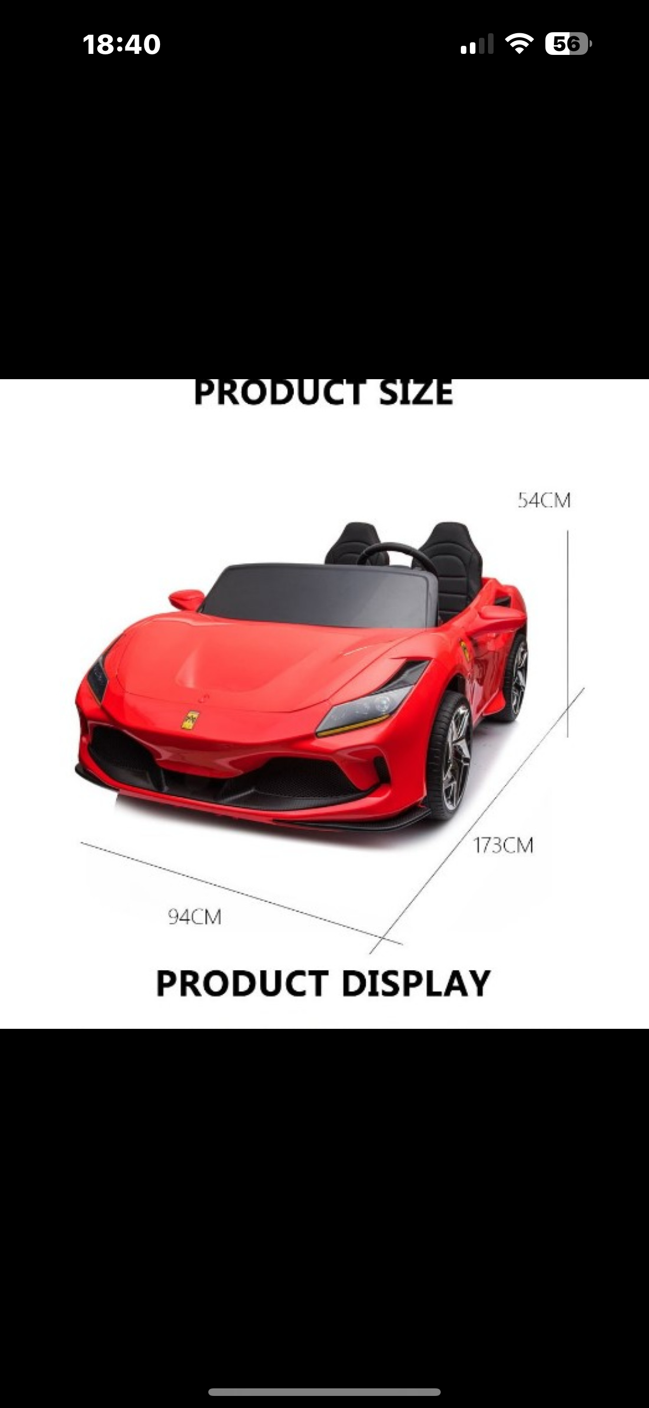 Styled Ferrari Two Seater With Rubber Wheels