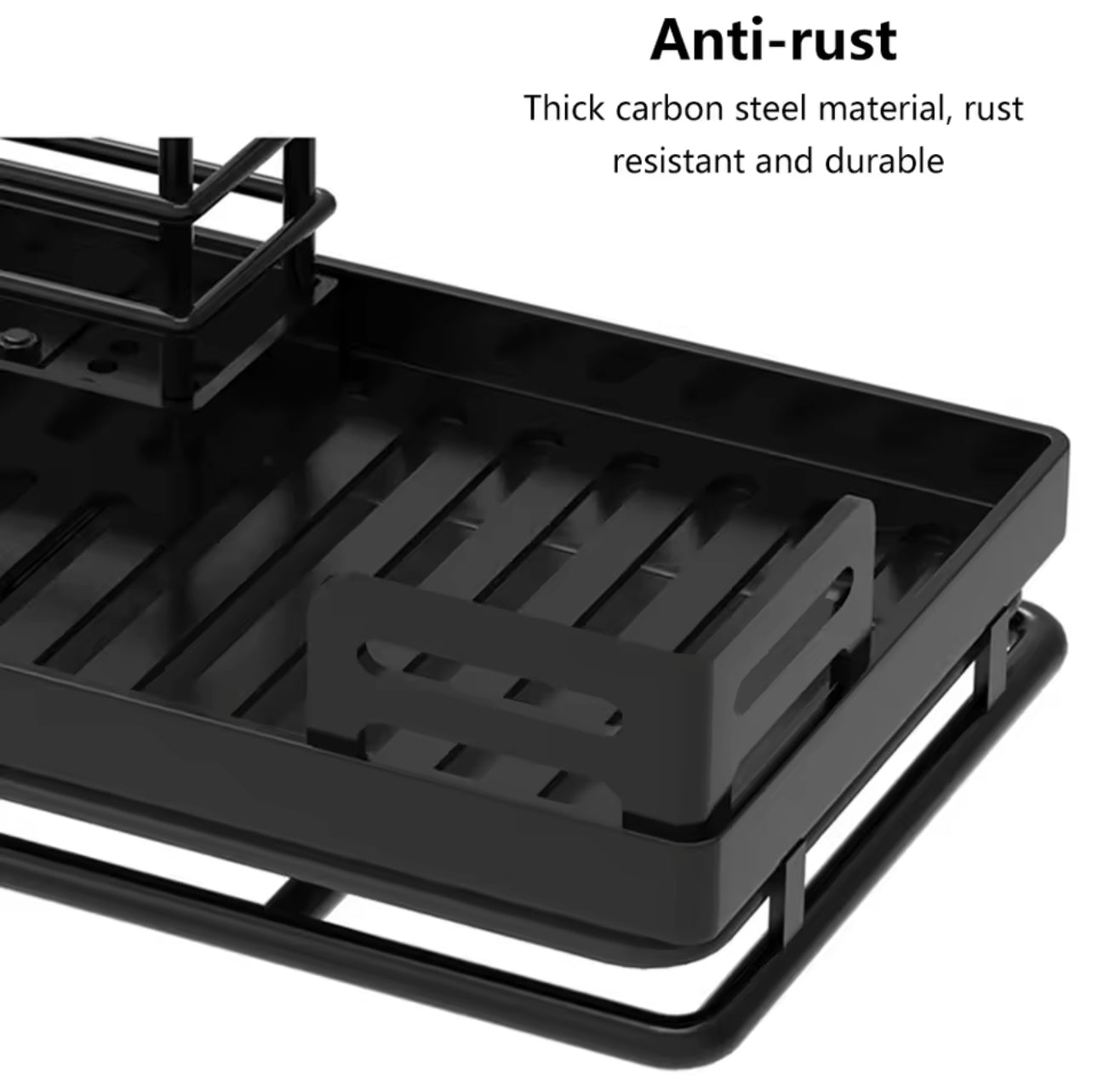 Sink Caddy Organiser,Kitchen Cloth Holder, Stainless Steel Utensils Basket with Drain Pan for Kitchen and Bathroom (Black)