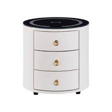 NORDIC White Nightstand with Charging Station Wireless,π Bluetooth Speaker ,Adjustable LED Lights, Modern End Table with 3 Drawers for Bedroom, Simple Modern Bedroom Bedside Cabinet-Various Options