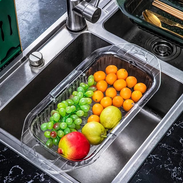 Telescopic Sink Drain Basket, Length Adjustable Sink Holder Sink Organizer,drainer Net Basket For Kitchen.