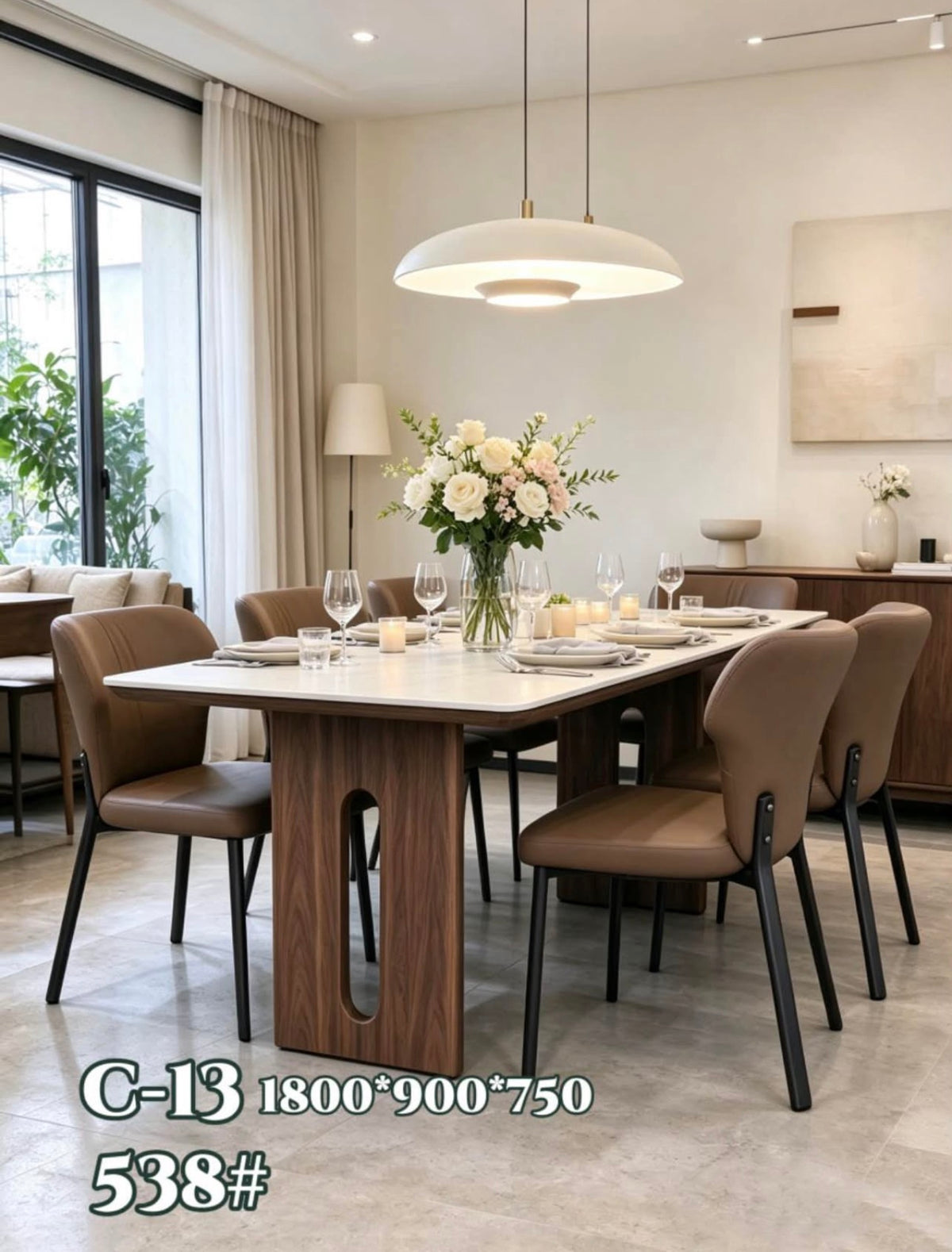 MFURN Italian Styled Walnut Dining Set 7pc