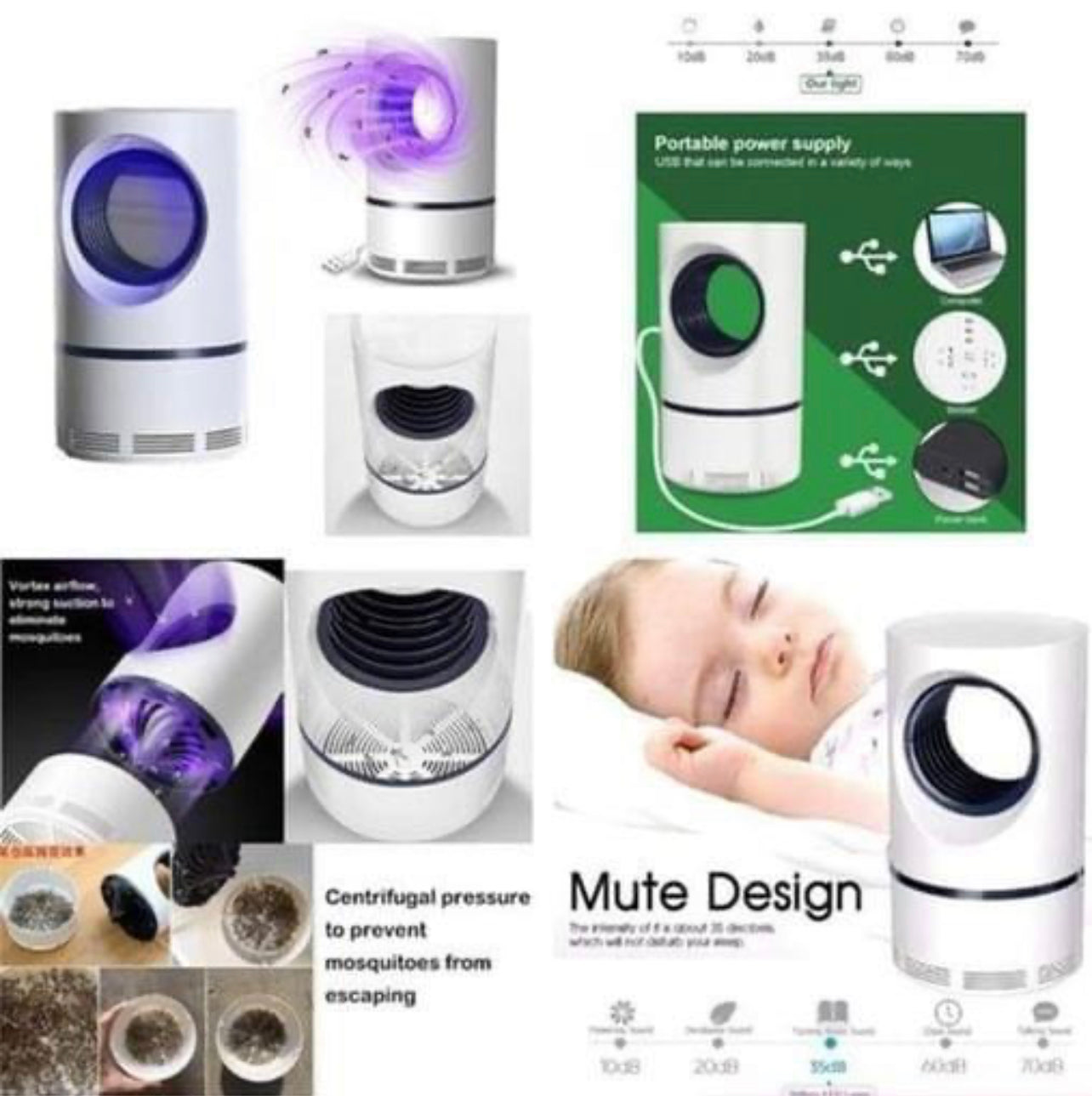 Mosquito Inhalation Lamp – Electric USB LED Mosquito Killer Light with Quiet Fan & Safe Photocatalytic Technology