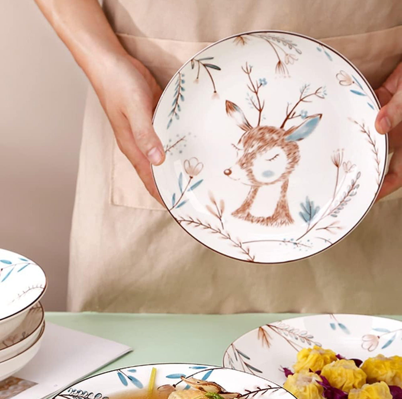 Ceramic Bowl Round Plate Dinnerware Bowl Kitchen Bohemian Style