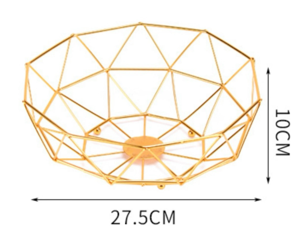 Fruit Bowl Metal Tray Snack Fruit Storage Basket Creative Hollow Nordic Style - Gold