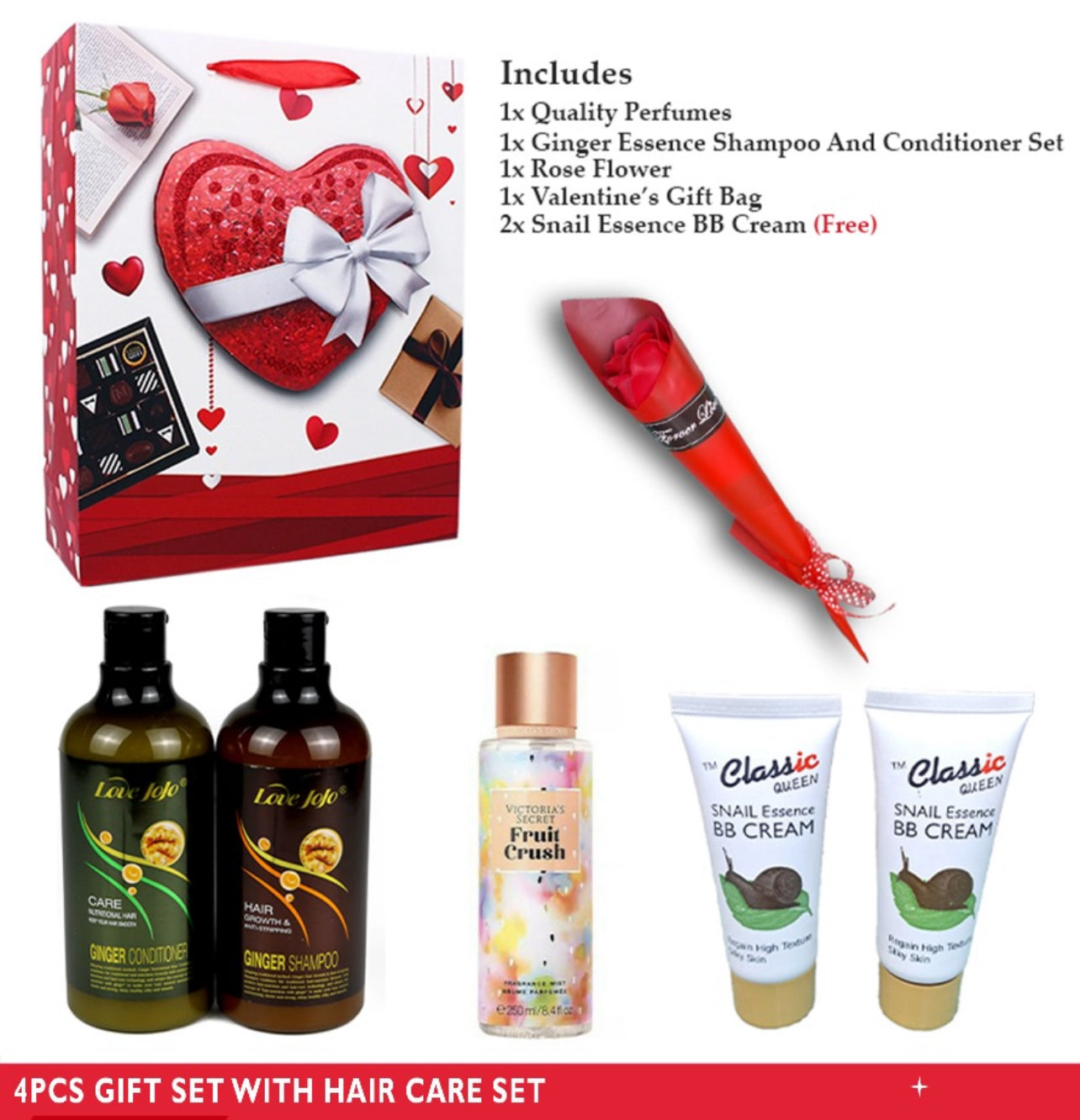 Valentines Hair Gift Set 4pc