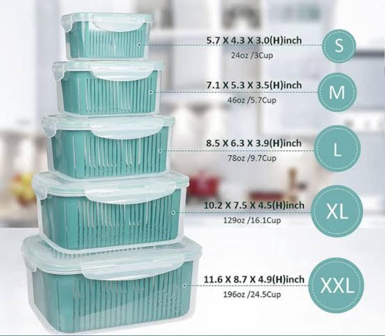Refrigerator Food/Kitchen Storage Containers 5pc