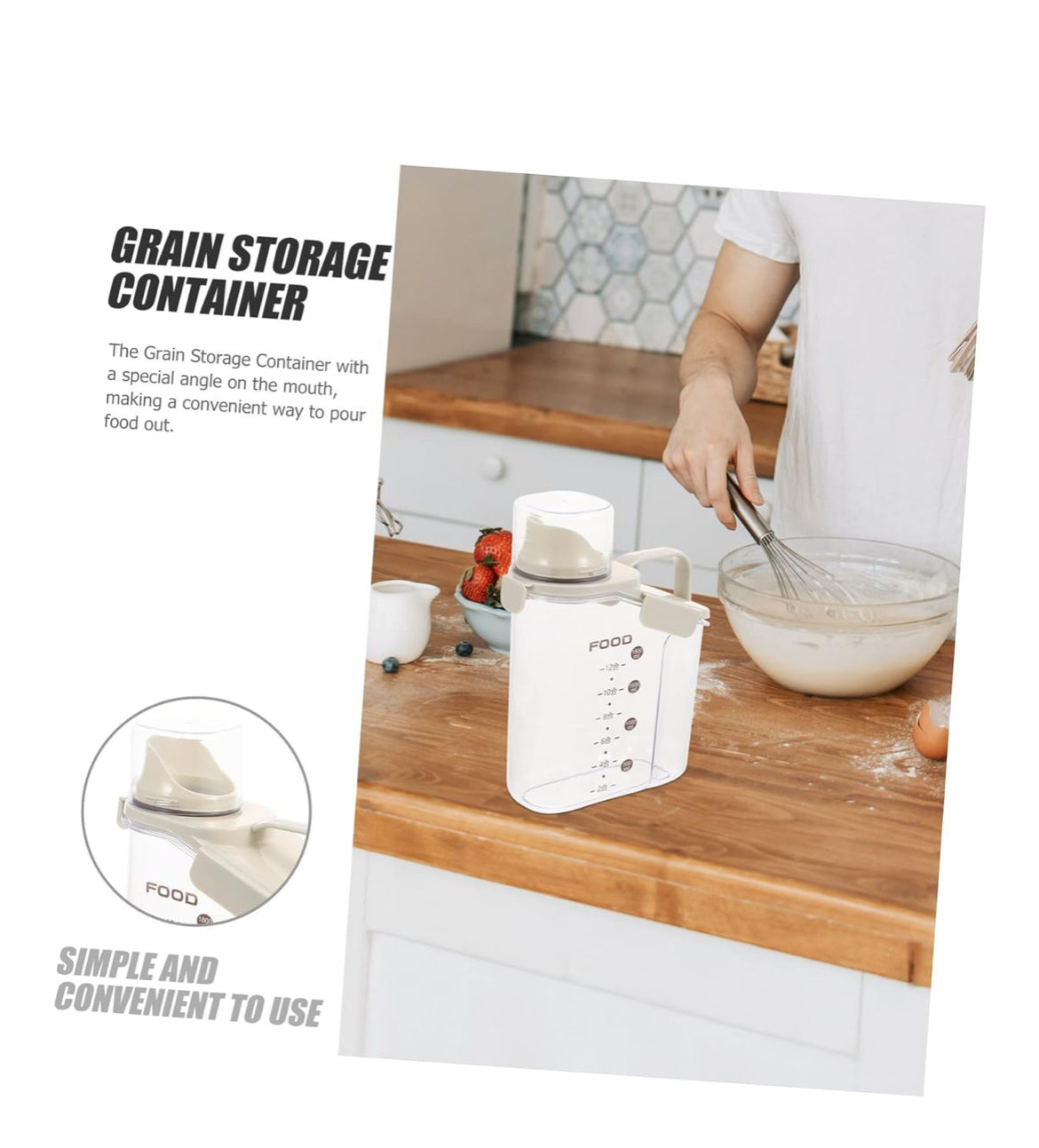 Airtight Measurement 1500ml Food Storage Container - Gray