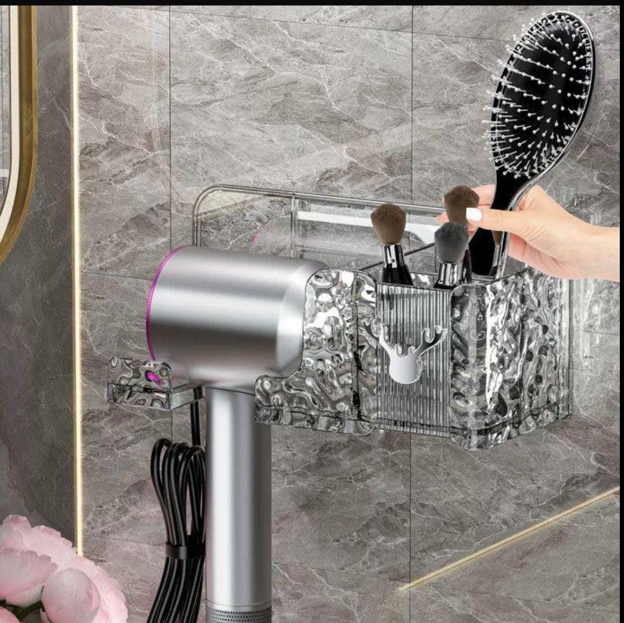 Hair Dryer Holder Wall Mount For Bathroom Countertop Bedroom Multipurpose Storage Organiser.