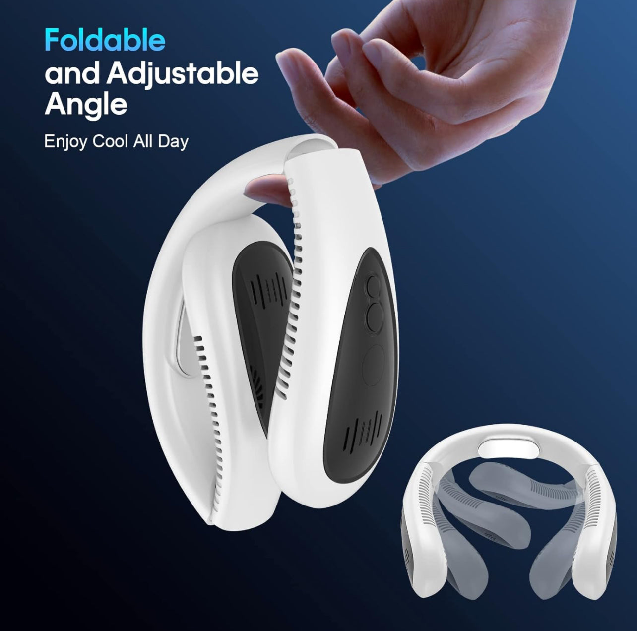 Portable Neck Fan, Hands Free Bladeless Fan, Foldable Wearable Small Personal Fan with 360Β° Cooling Wind, 3 Speeds Adjustment, Quiet, 4000mAh USB-Rechargeable Battery, No Hair Twisting