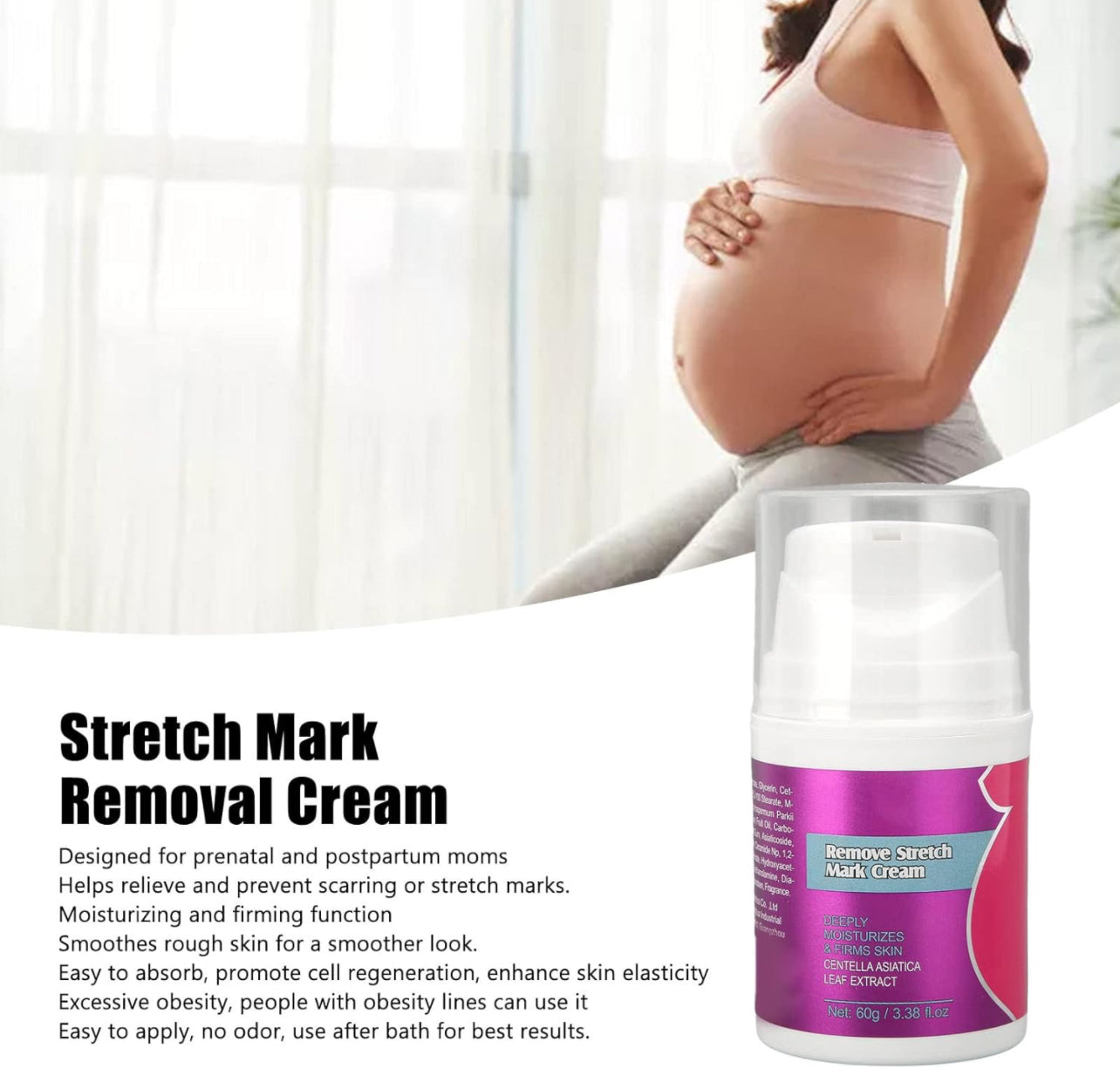 Maternity Stretch Mark Prevention Cream, Scar Removal Pregnancy Repair Cream Body Massage Moisturizing Firming for Pregnant Woman 60g
