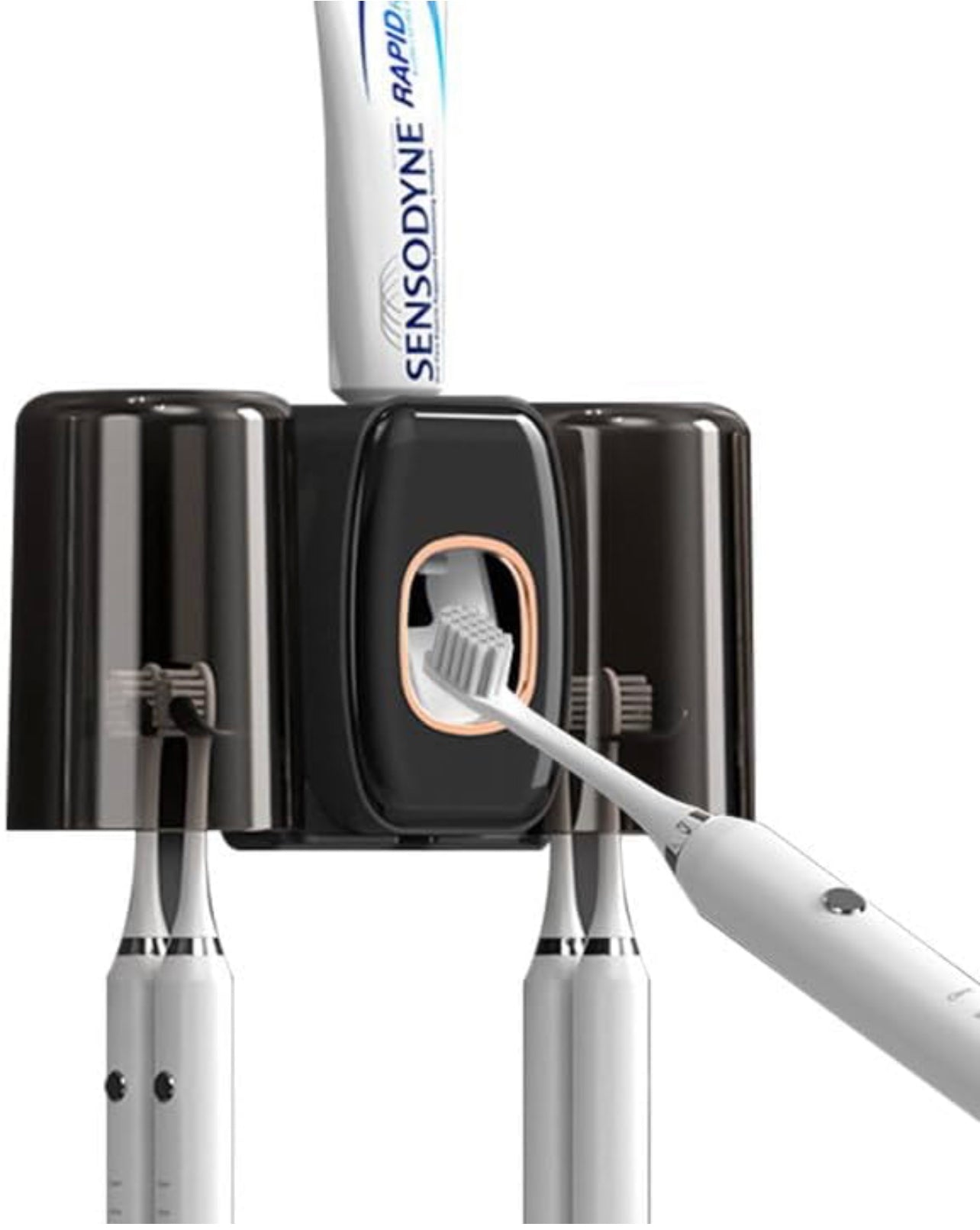 Toothpaste Dispenser & Brush Holder,