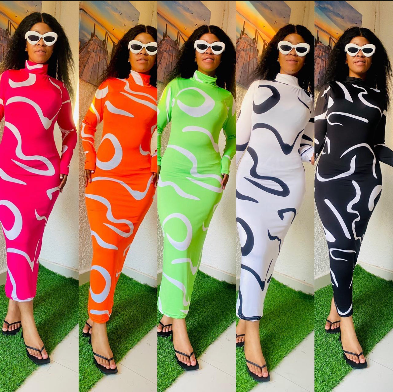 Ladies Long Sleeve Bodycon Dress - Various Colours