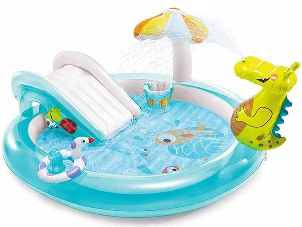 Children's Inflatable Swimming Pool Family Large Ocean Ball Pool Household Baby Water Spray Paddling Pool Castle Water Spray Design Animal Shape With Blower (Color : Blue, Size : 203 * 89cm)