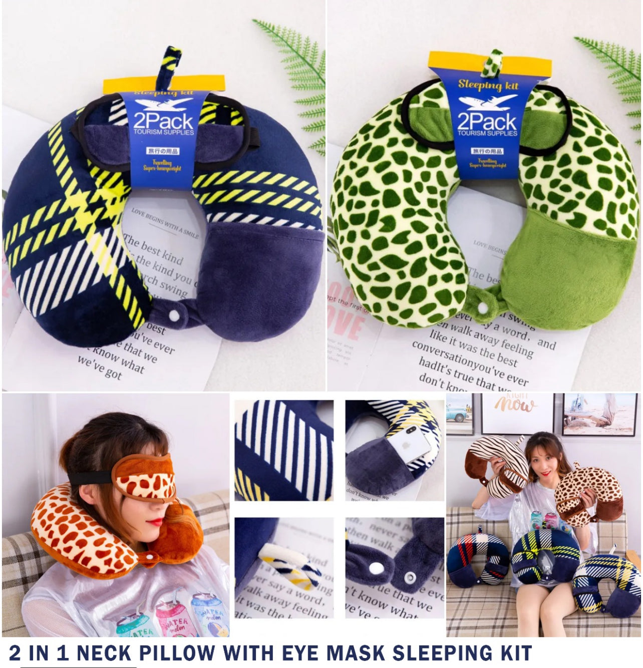 Travel Neck Pillow Inc Eye Mask 2pc