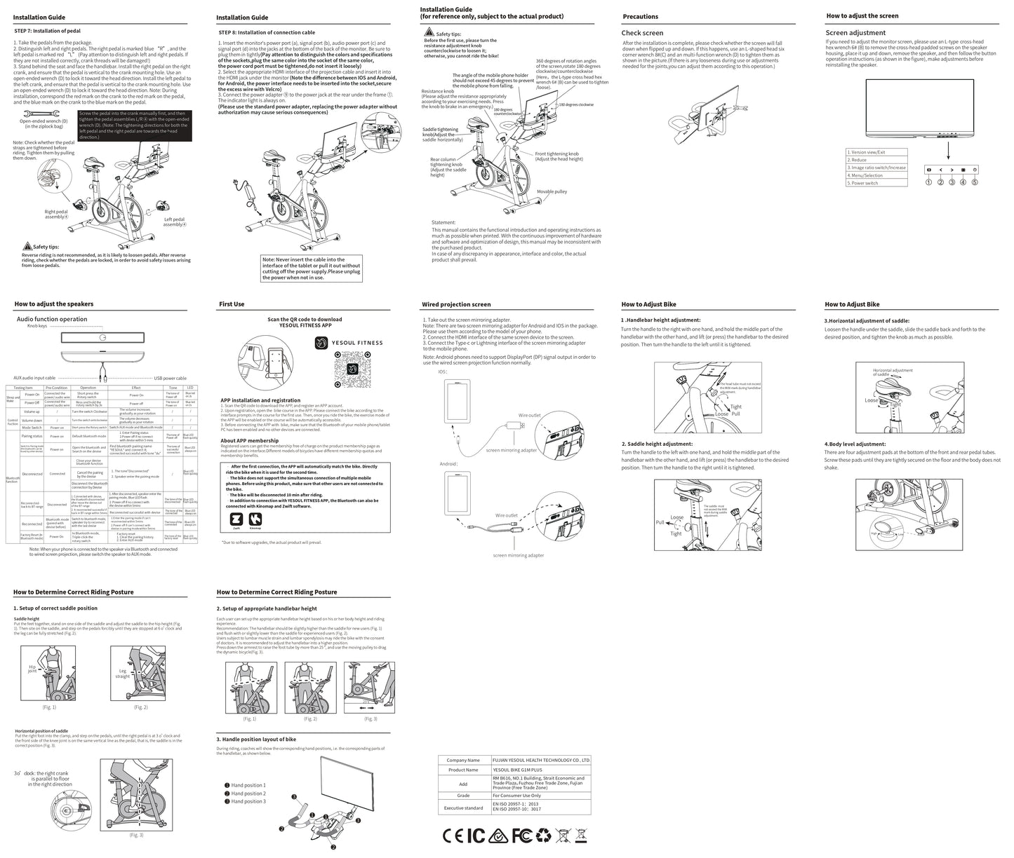 Yesoul Xiaomi G1M Plus Smart Spin Bike Inc 21.5inch TFT Touchscreen