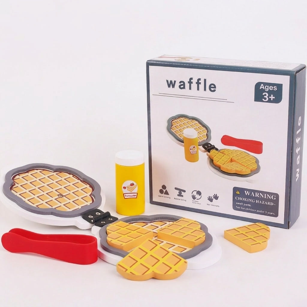 Wooden Waffle Maker Toy Set for Kids | Pretend Play Waffle Maker