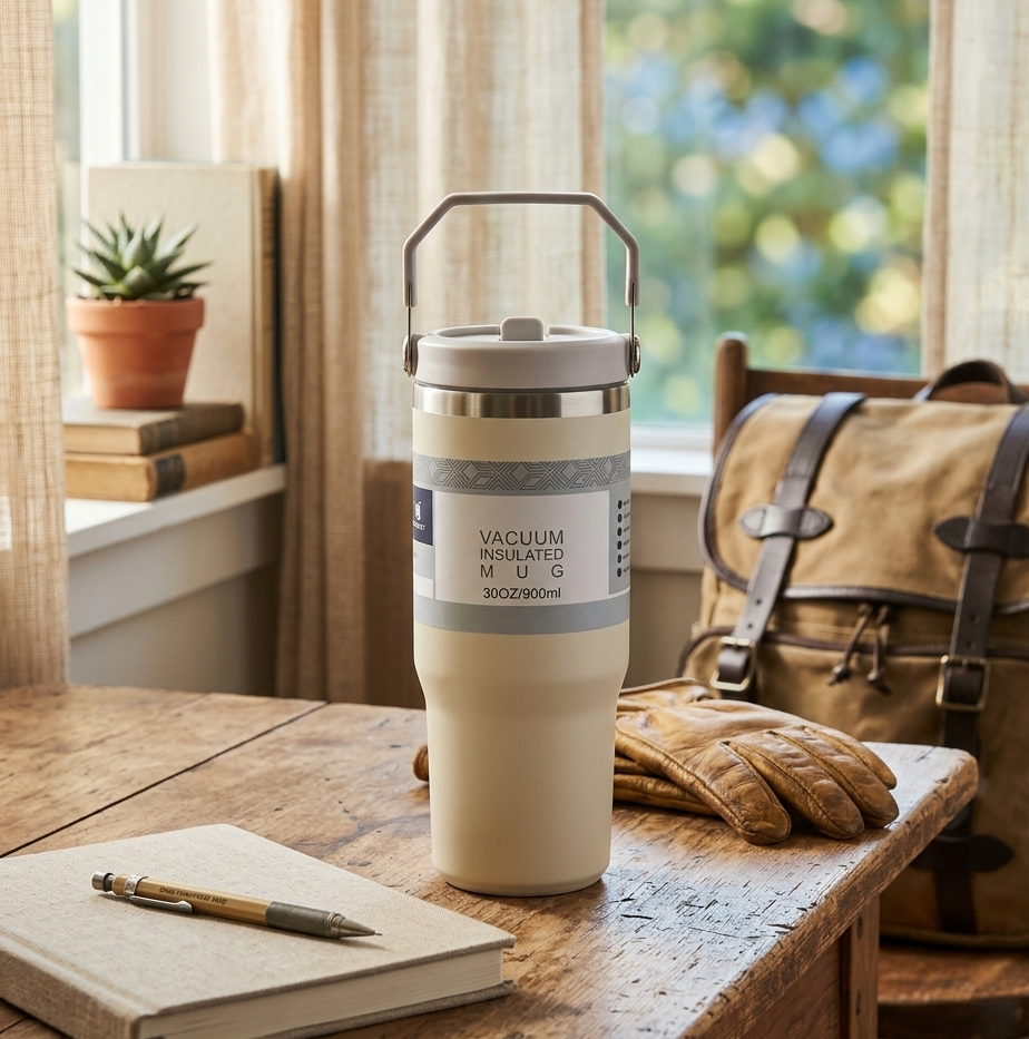 MHome Vacuum Stainless Steel Beer Pint With Carry Handle 900ml