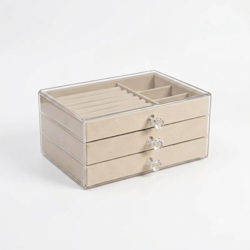 3-Layer Acrylic Jewellery Storage Box With Lock