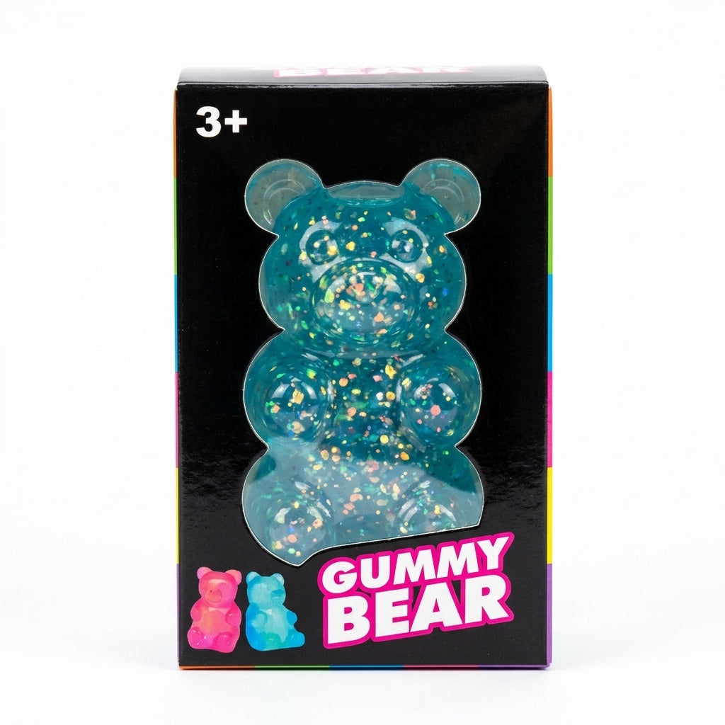 Glitter Gummy Bear Squishy Toy - Various Colors